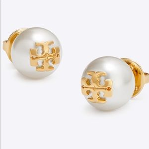 Tory Burch Pearl Earrings with logo